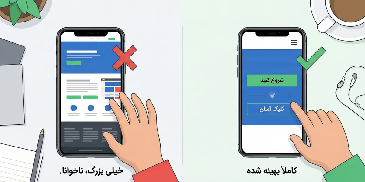 عدم طراحی ریسپانسیو و بهینه 