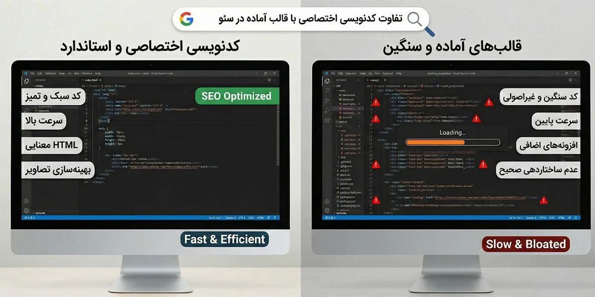 تفاوت کدنویسی اختصاصی شرکتها با قالبهای آماده در سئو